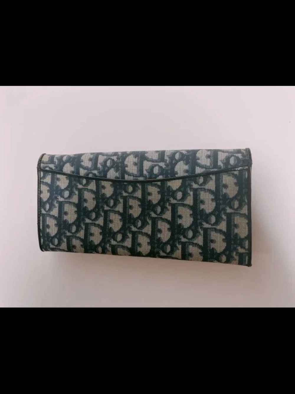 Dior Oblique Fold Wallet in Navy and Beige Canvas